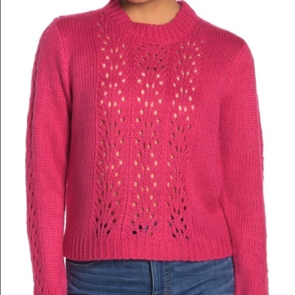 WOVEN HEART Pink Open Knit Pullover Sweater Medium